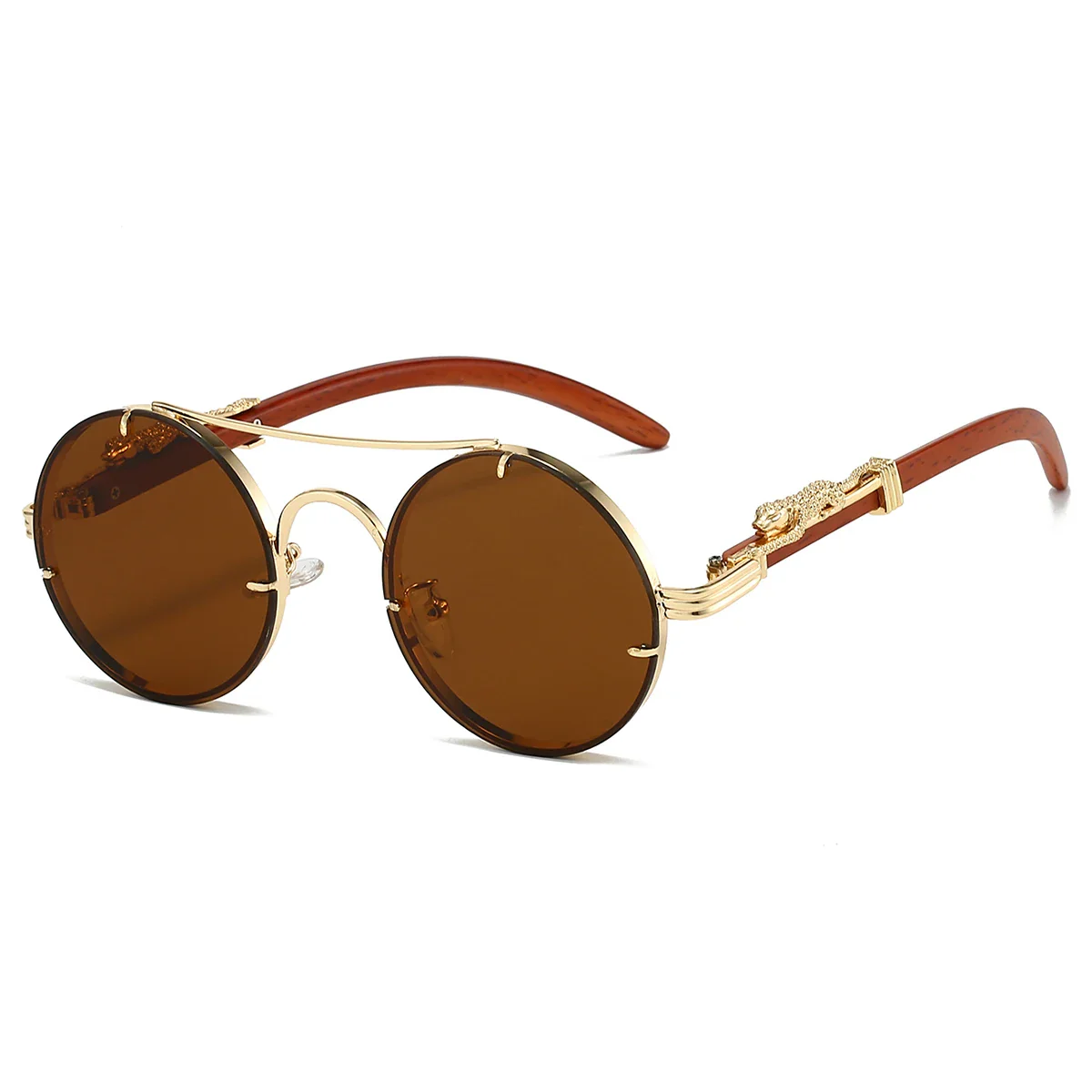 KAMMPT Vintage Double Bridge Gradient Multicolor Lenses Round Luxury Sunglasses - Image 9