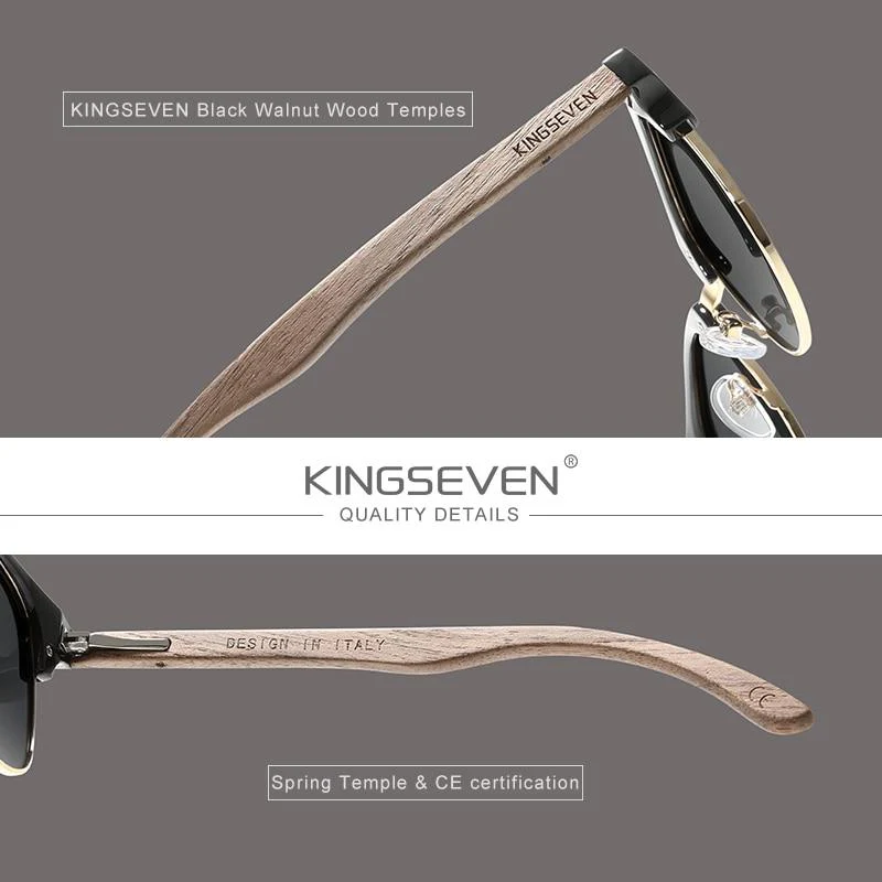 KINGSEVEN™ Black Walnut Wooden Polarized Sunglasses - Image 12