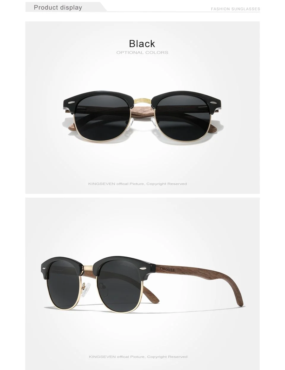 KINGSEVEN™ Black Walnut Wooden Polarized Sunglasses - Image 4
