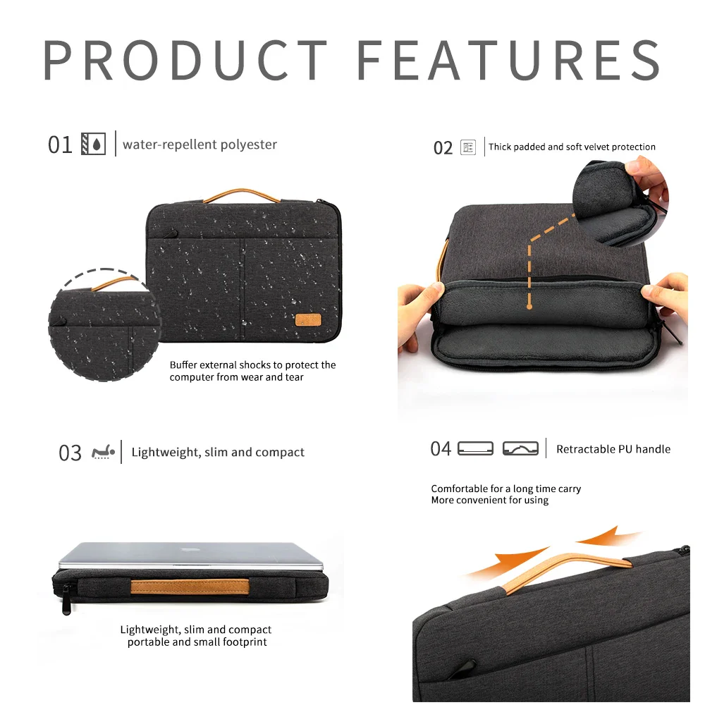 ComfortCarry 2-in-1  Thick Padding Lightweight Laptop Sleeve & Handheld Case - Image 13
