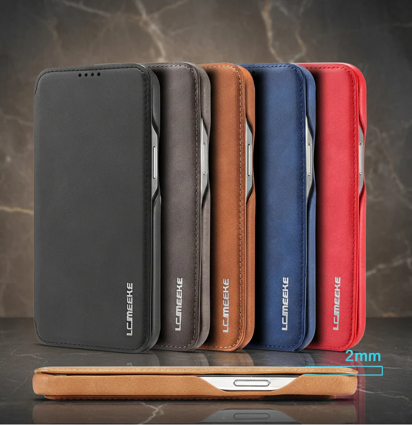 LuxeGuard Slim & Lightweight Flip Wallet Case for iPhone with Kickstand