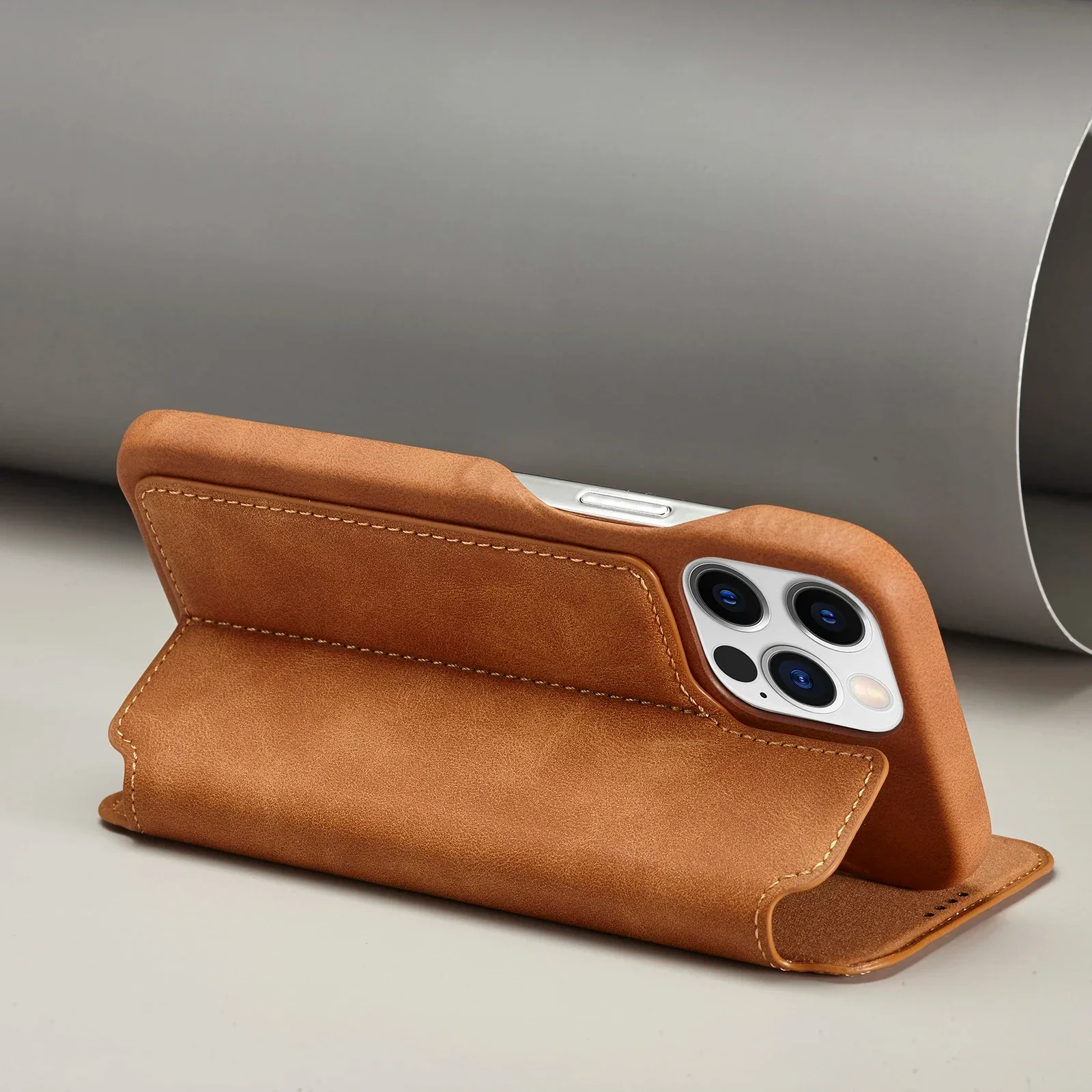 LuxeGuard Slim & Lightweight Flip Wallet Case for iPhone with Kickstand - Image 14