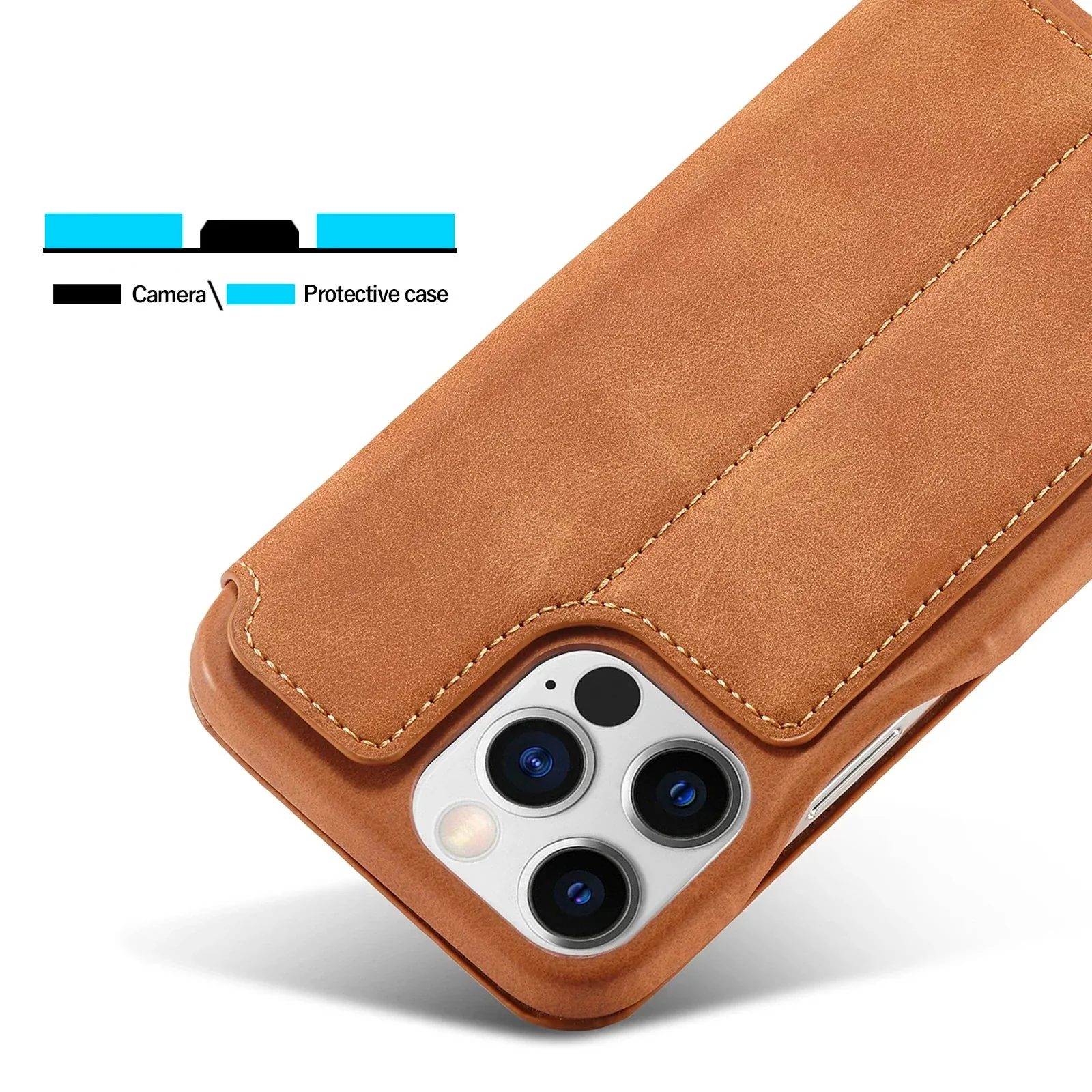 LuxeGuard Slim & Lightweight Flip Wallet Case for iPhone with Kickstand - Image 15