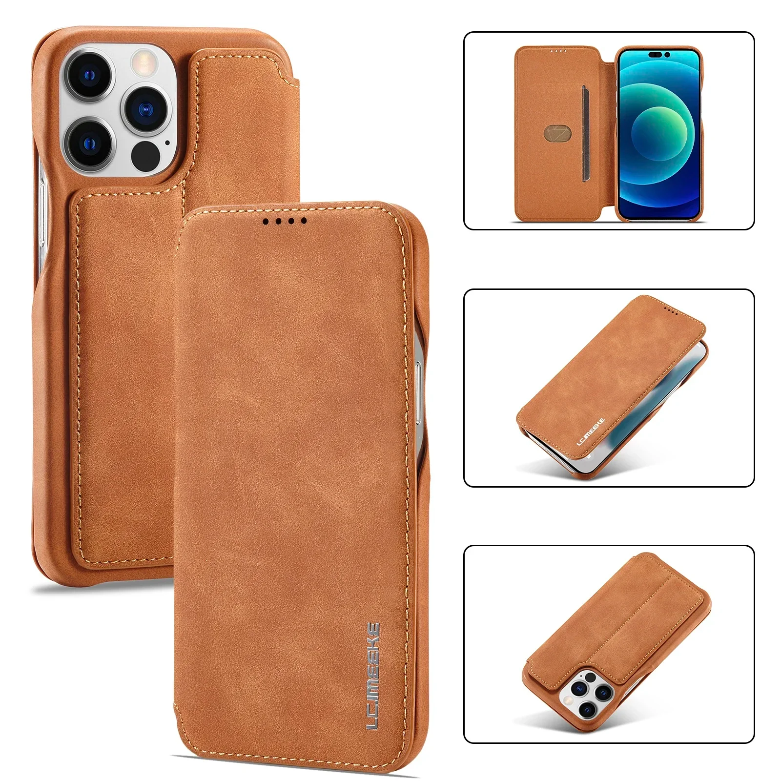 LuxeGuard Slim & Lightweight Flip Wallet Case for iPhone with Kickstand - Image 18