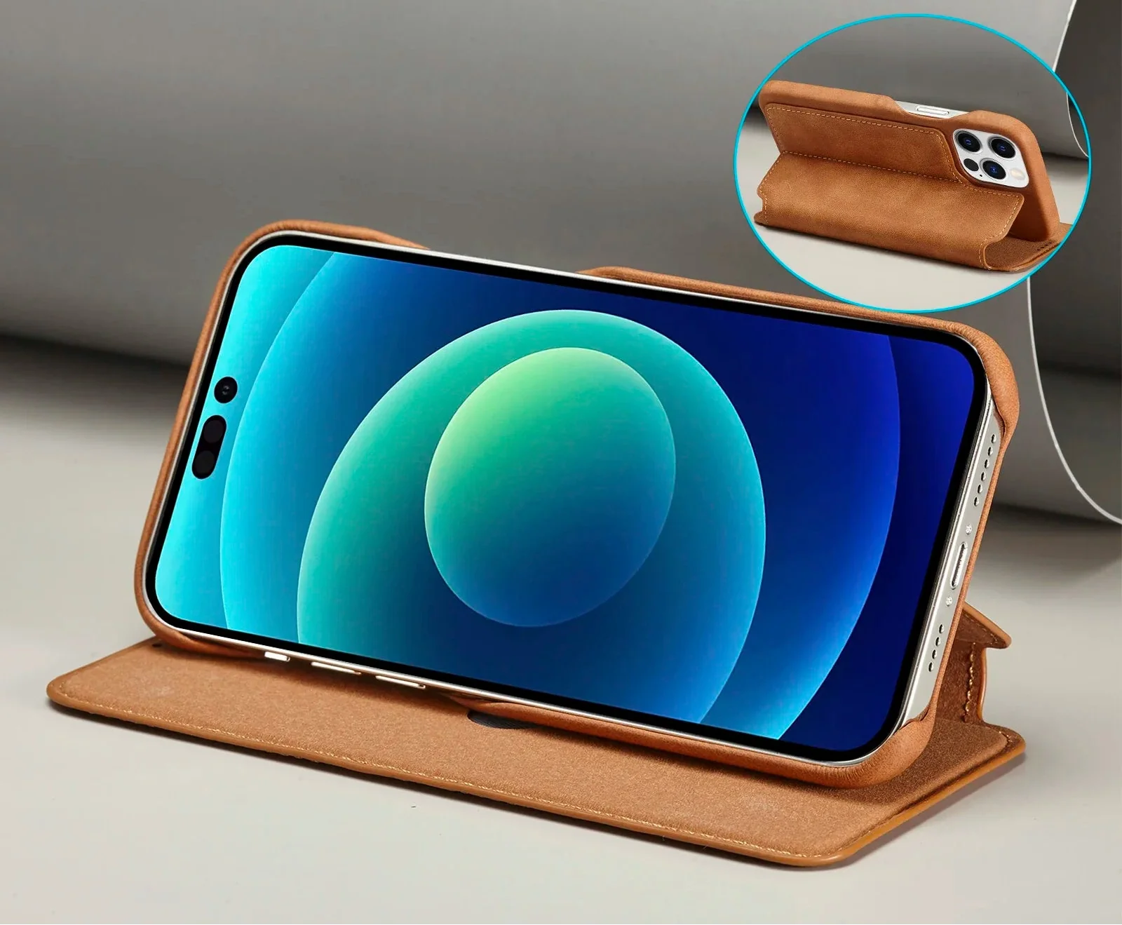 LuxeGuard Slim & Lightweight Flip Wallet Case for iPhone with Kickstand - Image 4
