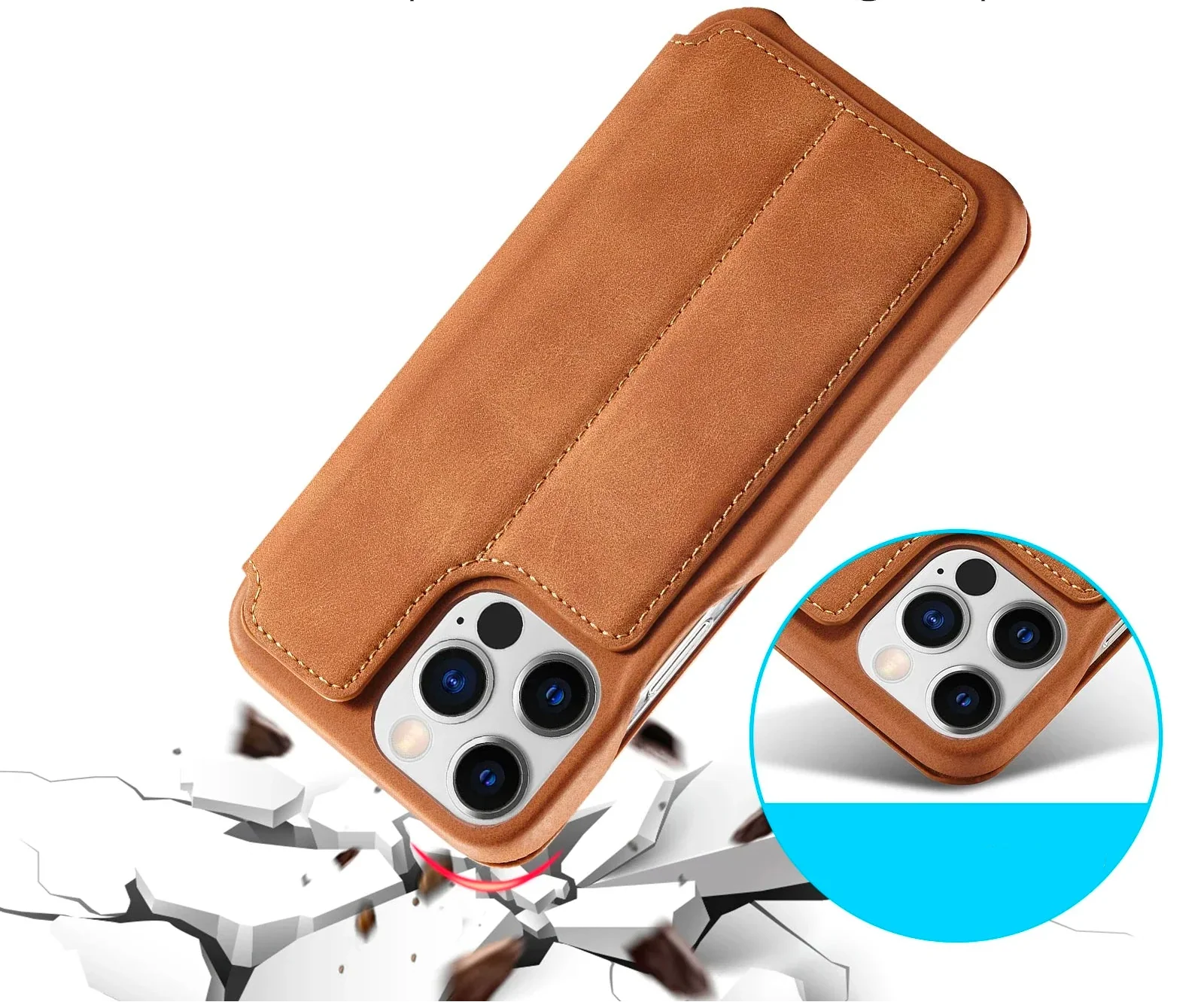 LuxeGuard Slim & Lightweight Flip Wallet Case for iPhone with Kickstand - Image 6