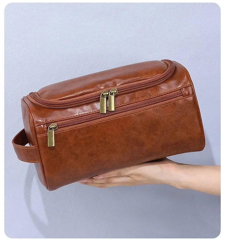 Premium Faux Leather Large Capacity Water-Resistant Travel Toiletry Bag - Image 12