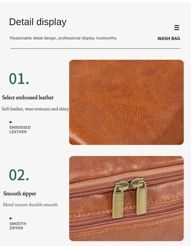 Premium Faux Leather Large Capacity Water-Resistant Travel Toiletry Bag - Image 14