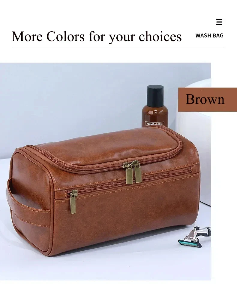 Premium Faux Leather Large Capacity Water-Resistant Travel Toiletry Bag - Image 16