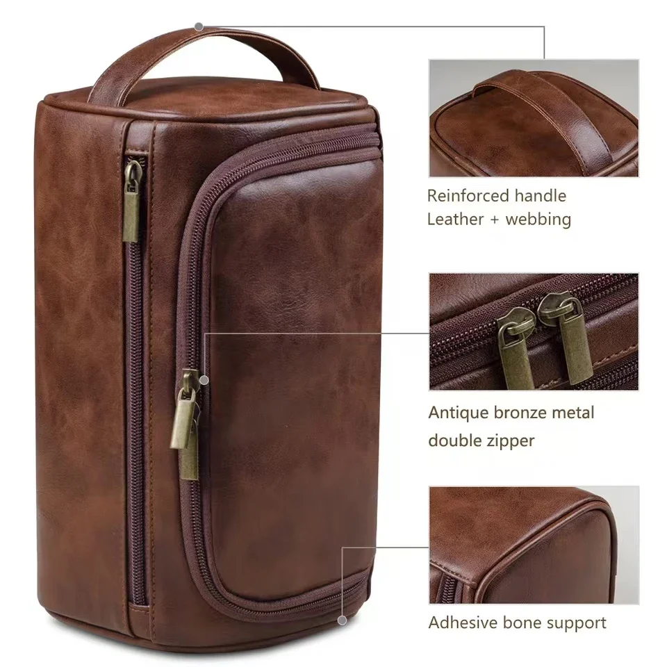 Premium Faux Leather Large Capacity Water-Resistant Travel Toiletry Bag - Image 18
