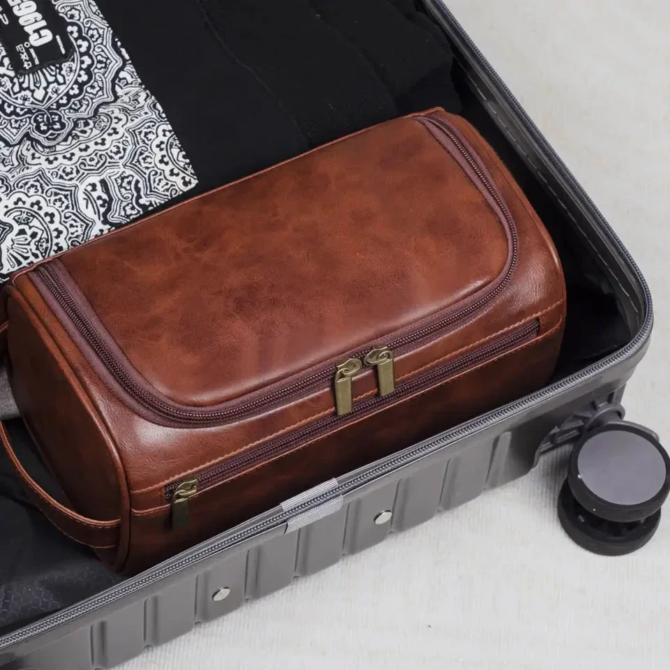 Premium Faux Leather Large Capacity Water-Resistant Travel Toiletry Bag - Image 19