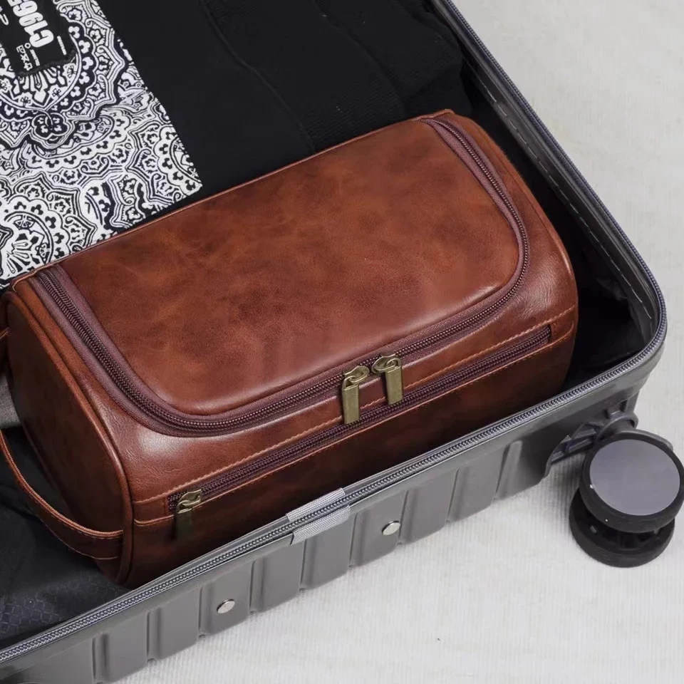 Premium Faux Leather Large Capacity Water-Resistant Travel Toiletry Bag - Image 6