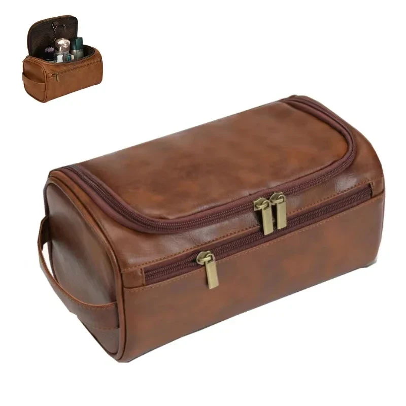 Premium Faux Leather Large Capacity Water-Resistant Travel Toiletry Bag - Image 7