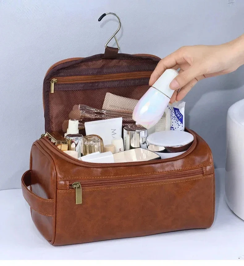Premium Faux Leather Large Capacity Water-Resistant Travel Toiletry Bag - Image 8