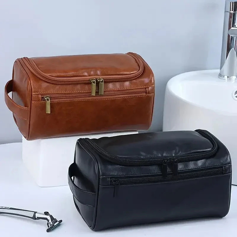Premium Faux Leather Large Capacity Water-Resistant Travel Toiletry Bag - Image 9