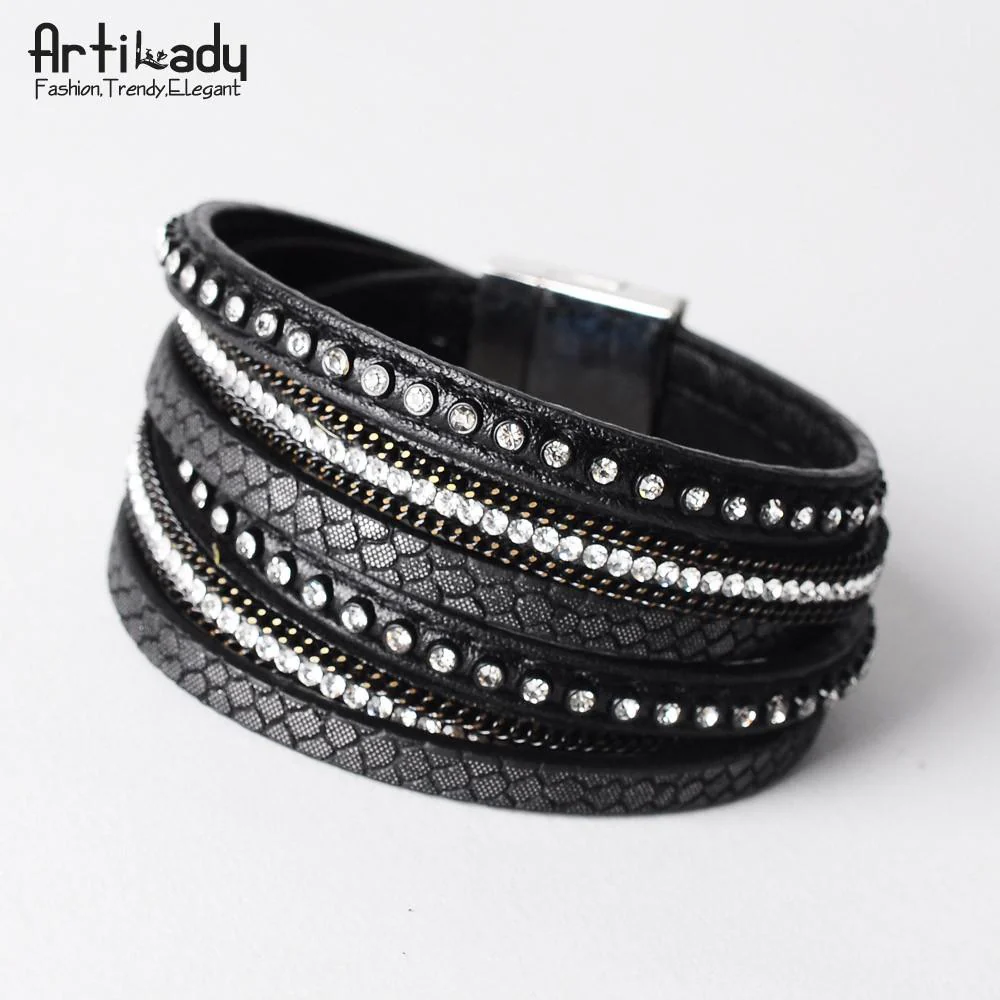 Multi-Layer Leather wrap bracelet - Image 3