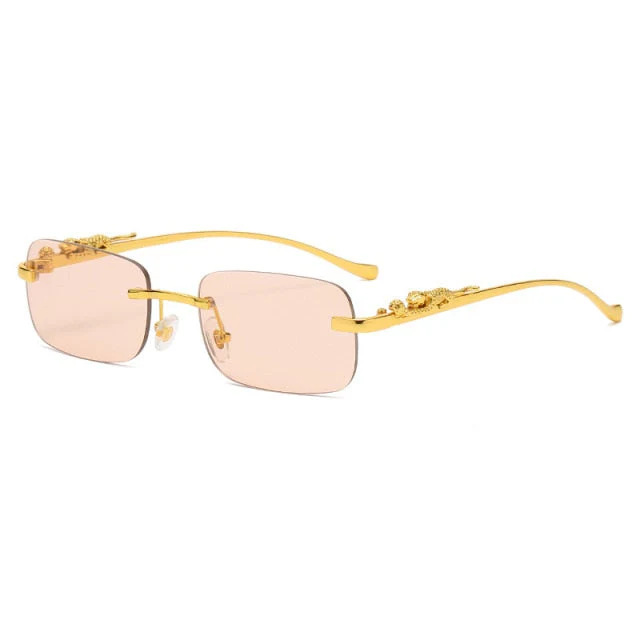 Unisex Leopard Luxury Rimless Sunglasses - Image 10