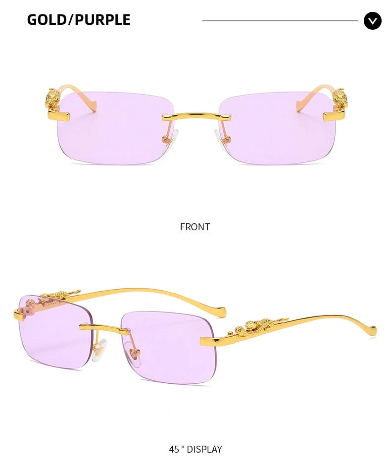 Unisex Leopard Luxury Rimless Sunglasses - Image 12