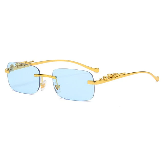 Unisex Leopard Luxury Rimless Sunglasses - Image 13