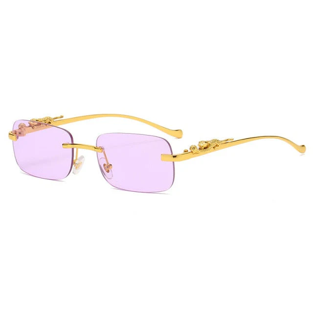 Unisex Leopard Luxury Rimless Sunglasses - Image 14