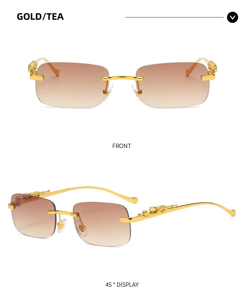 Unisex Leopard Luxury Rimless Sunglasses - Image 15
