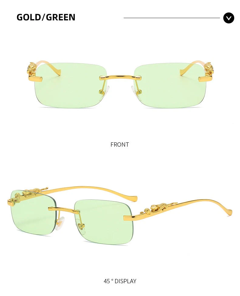 Unisex Leopard Luxury Rimless Sunglasses - Image 16