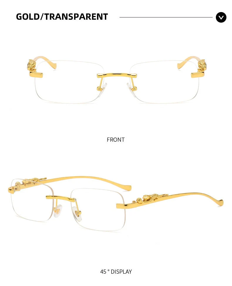 Unisex Leopard Luxury Rimless Sunglasses - Image 17