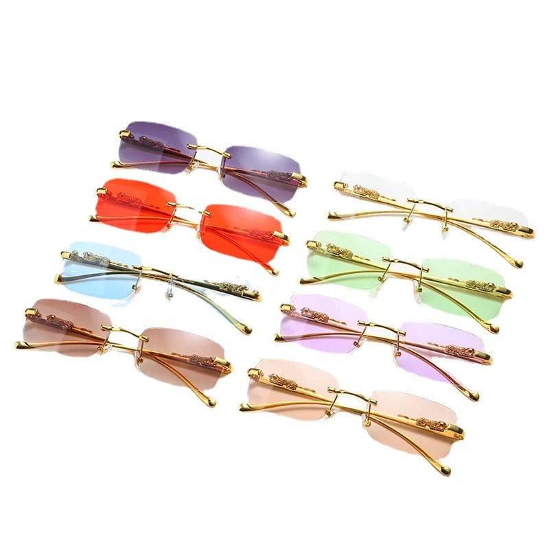 Unisex Leopard Luxury Rimless Sunglasses - Image 19