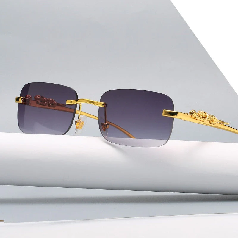 Unisex Leopard Luxury Rimless Sunglasses - Image 2