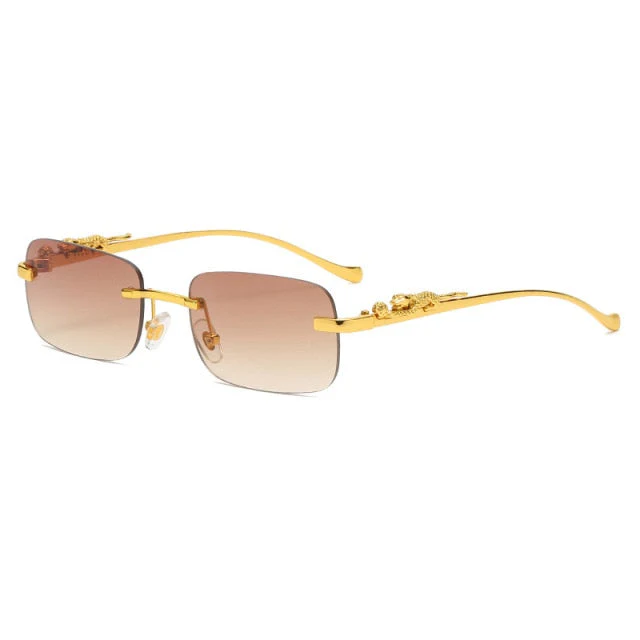 Unisex Leopard Luxury Rimless Sunglasses - Image 20