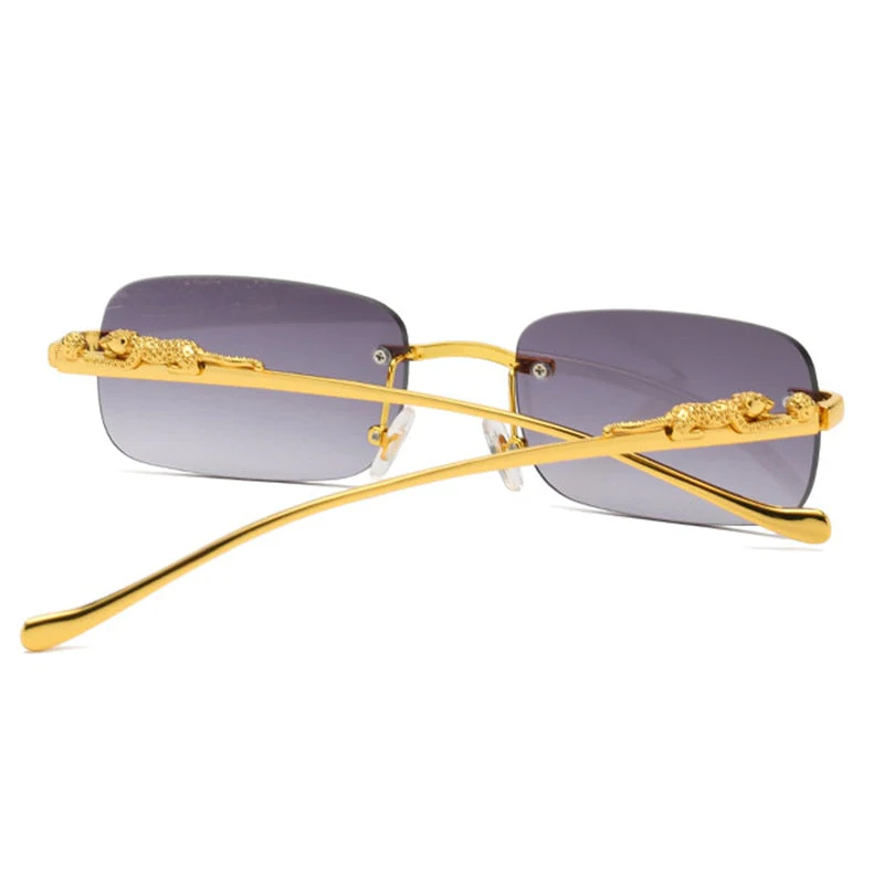 Unisex Leopard Luxury Rimless Sunglasses - Image 3