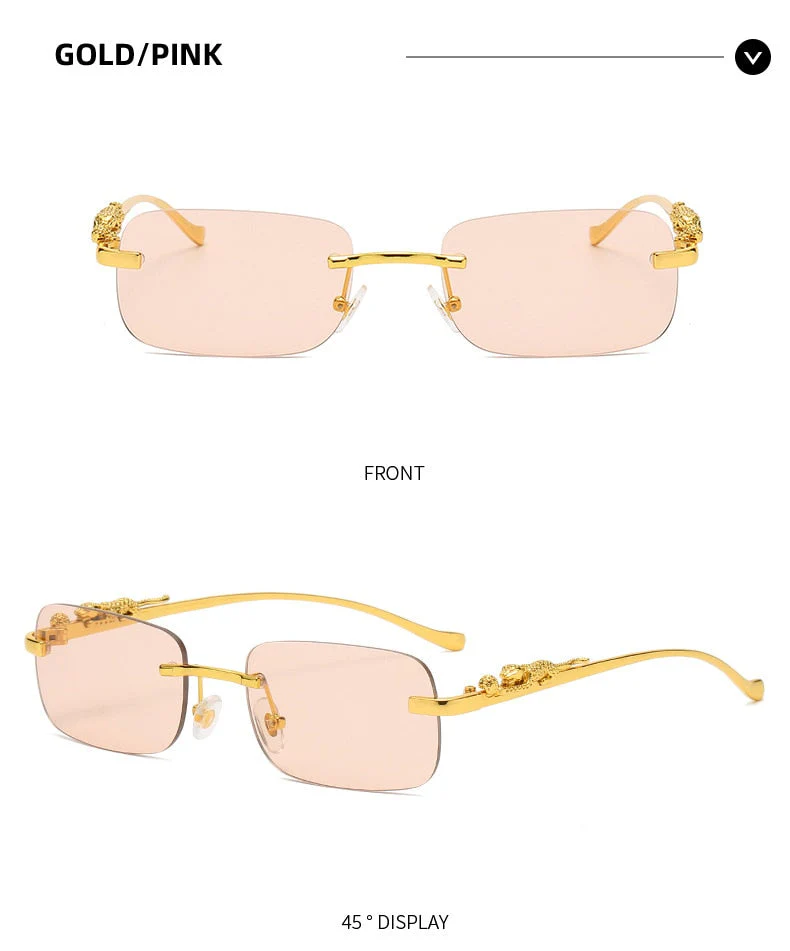 Unisex Leopard Luxury Rimless Sunglasses - Image 5