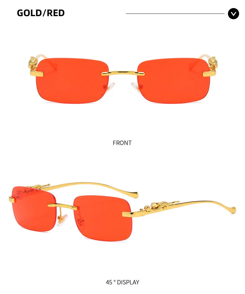 Unisex Leopard Luxury Rimless Sunglasses - Image 6