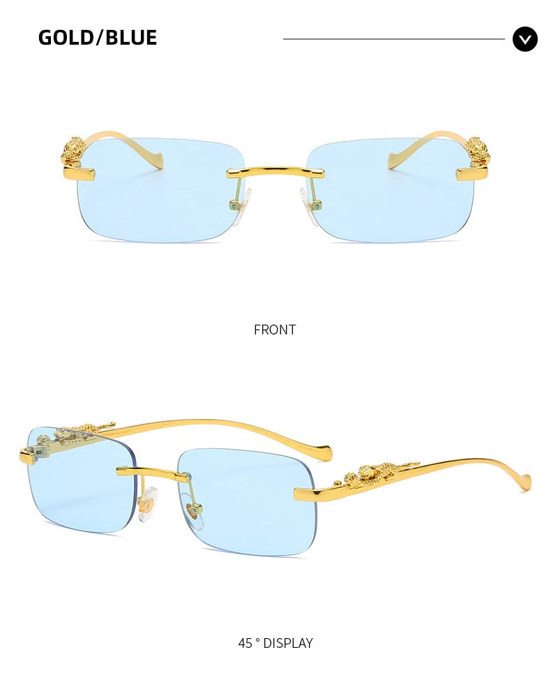 Unisex Leopard Luxury Rimless Sunglasses - Image 8