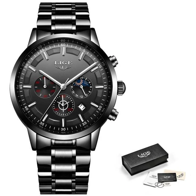 LIGE™ Black Obsidian Watch for Men - Image 10