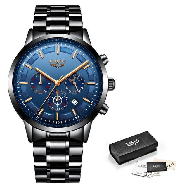 LIGE™ Black Obsidian Watch for Men - Image 3