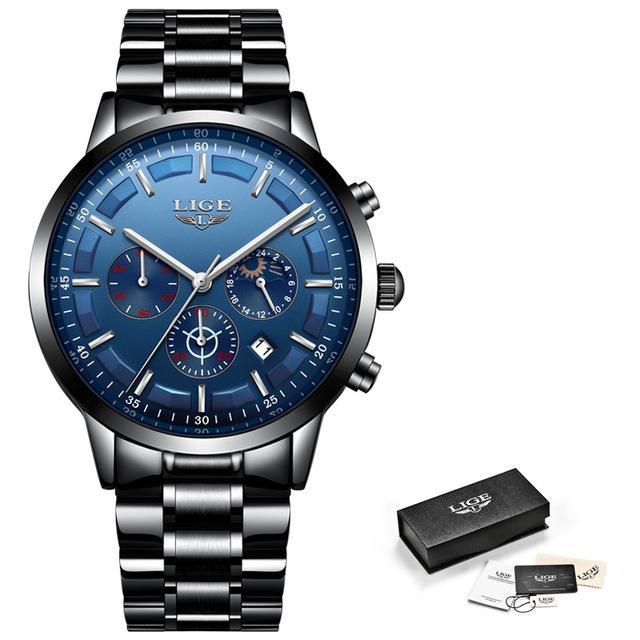 LIGE™ Black Obsidian Watch for Men - Image 5