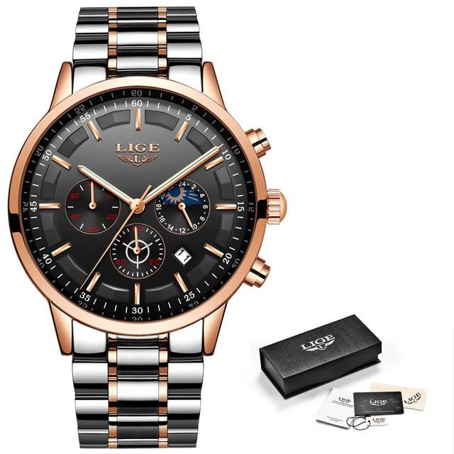 LIGE™ Black Obsidian Watch for Men - Image 6