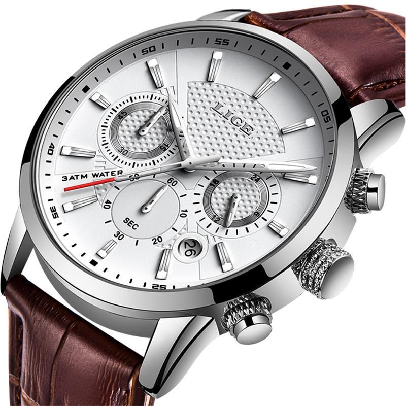 LIGE™ Elegant Leather Band Watch for Men