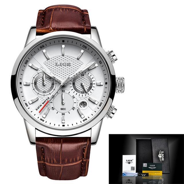 LIGE™ Elegant Leather Band Watch for Men - Image 2