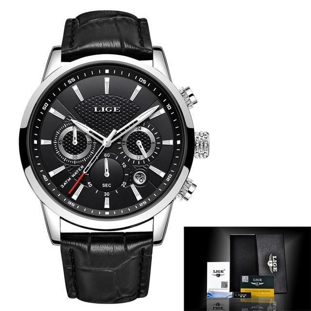 LIGE™ Elegant Leather Band Watch for Men - Image 4
