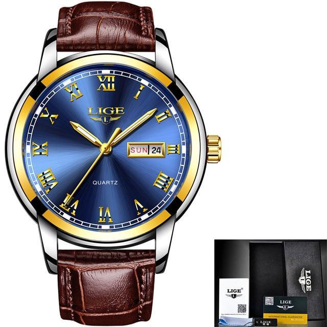 LIGE™ Elegant Leather Band Watch for Men - Image 5