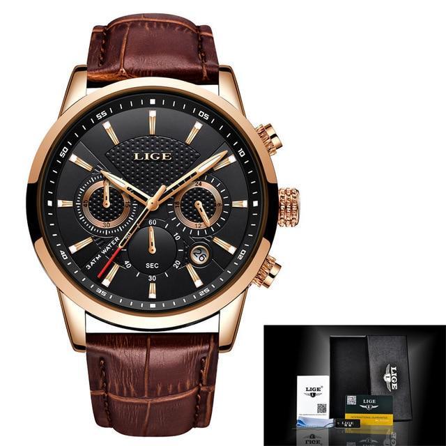 LIGE™ Elegant Leather Band Watch for Men - Image 6