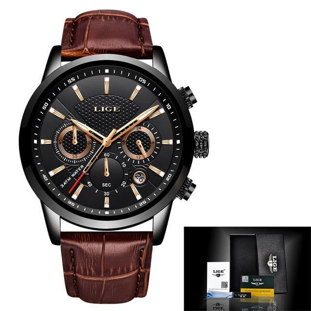 LIGE™ Elegant Leather Band Watch for Men - Image 7