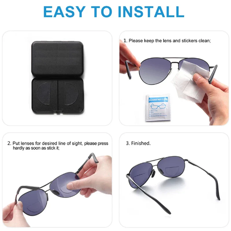 Stick-On Reusable Bifocal Reading Lens Inserts For Prescription & Sunglasses - Image 7