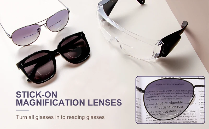 Stick-On Reusable Bifocal Reading Lens Inserts For Prescription & Sunglasses - Image 9