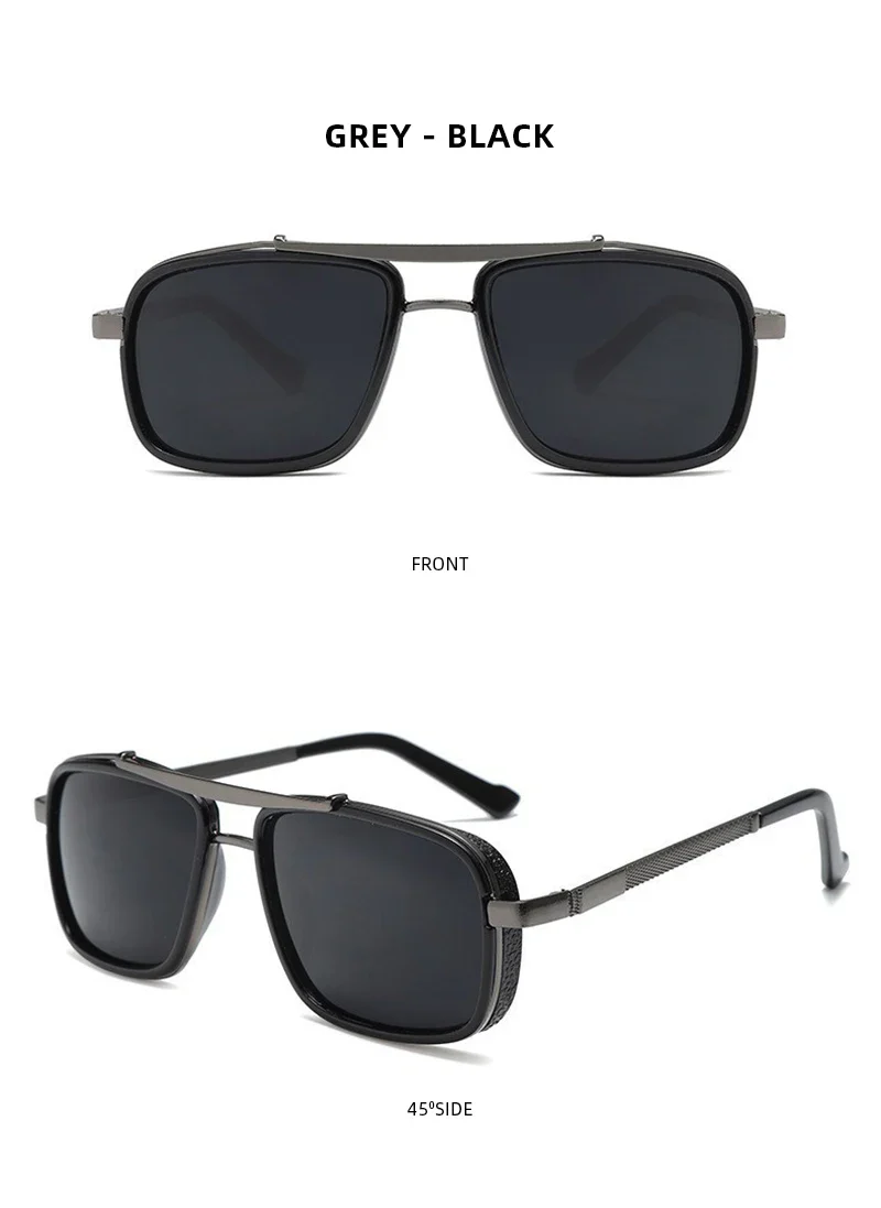 Retro Metal Frame Rectangle Lightweight Glare-Reducing Driving Sunglasses - Image 14