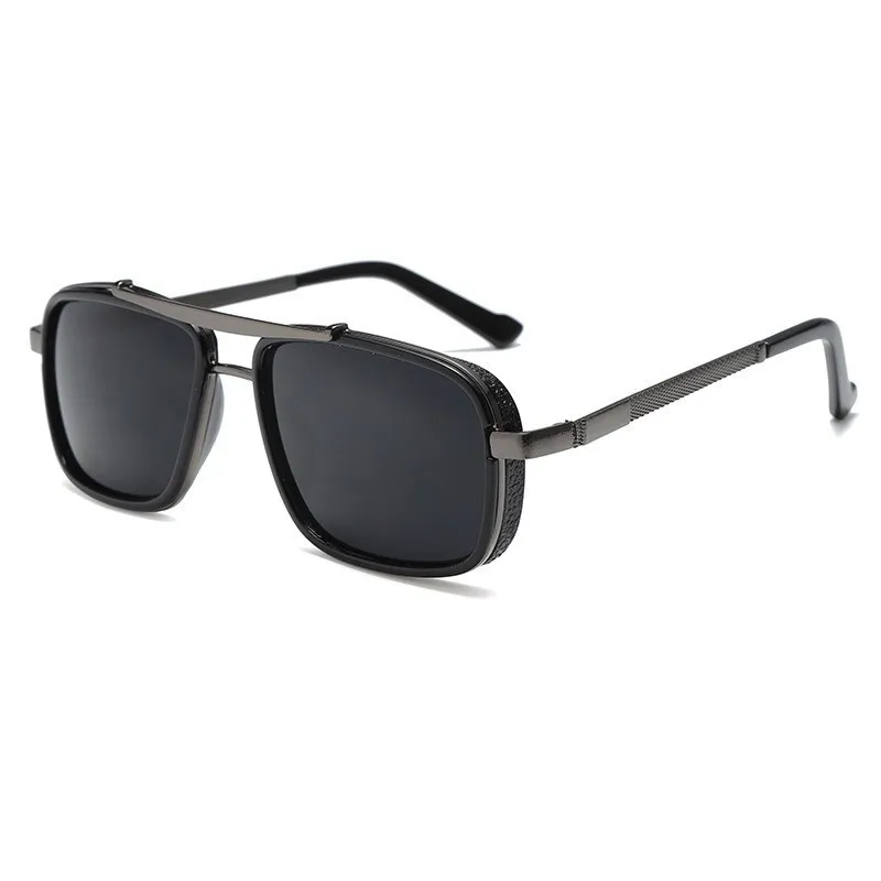 Retro Metal Frame Rectangle Lightweight Glare-Reducing Driving Sunglasses - Image 15