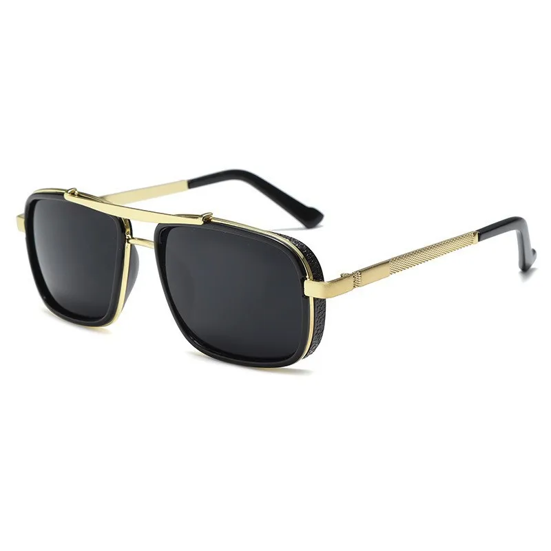 Retro Metal Frame Rectangle Lightweight Glare-Reducing Driving Sunglasses - Image 16