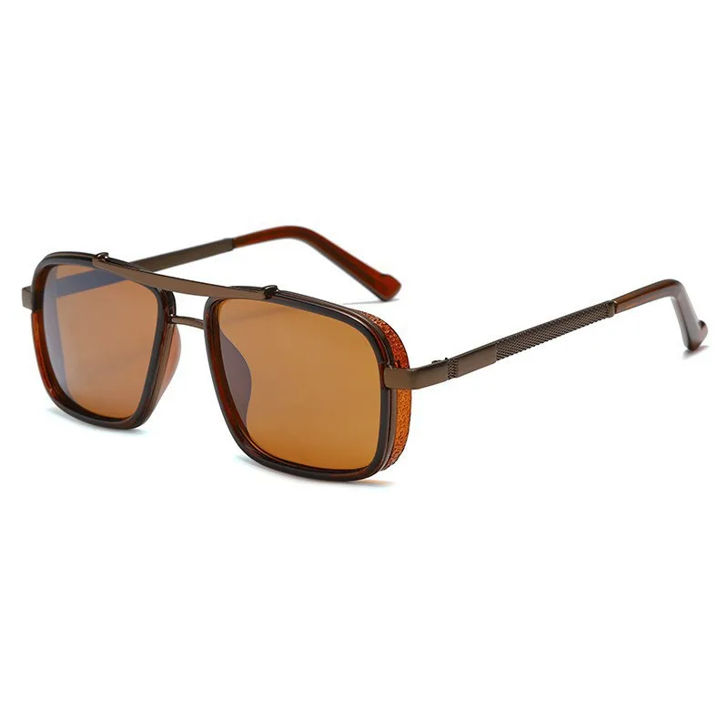 Retro Metal Frame Rectangle Lightweight Glare-Reducing Driving Sunglasses - Image 17